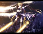  alternate_weapon bardiche blonde_hair breasts cleavage dual_wield dual_wielding energy_sword fate_testarossa large_breasts long_hair mahou_shoujo_lyrical_nanoha mahou_shoujo_lyrical_nanoha_strikers nekomamire sword thigh-highs thighhighs twintails weapon 