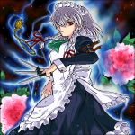  izayoi_sakuya johnnie knife maid oekaki pocket_watch red_eyes touhou watch 