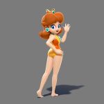  1girl 3d ass barefoot female full_body mario_&amp;_sonic_at_the_olympic_games mario_&amp;_sonic_at_the_rio_2016_olympic_games official_art princess_daisy solo super_mario_bros. super_mario_land 