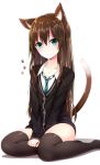  1girl breasts cat_ears cat_tail dress flat_chest green_eyes long_hair skirt solo tail 