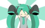  1girl ^_^ ahoge animated animated_gif blush dan_(pixiv2207776) dancing danzero female green_hair happy hatsune_miku long_hair lucky_star necktie twintails vocaloid 