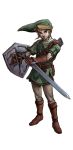  1boy absurdres boots chainmail full_body green_shirt hat link nintendo official_art pointy_ears shield solo sword the_legend_of_zelda the_legend_of_zelda:_twilight_princess 