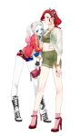  2girls alternate_costume batman_(series) bracelet dc_comics dccu harley_quinn high_heels jewelry multiple_girls poison_ivy red_shoes redhead ring sequins shoes shorts twintails 