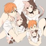  1boy 1girl cat_ears esu_(transc) fang multicolored_hair neo_(rwby) orange_hair pixiv_manga_sample roman_torchwick rwby 