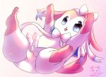  1girl artist_request blue_eyes female full_body furry gradient gradient_background open_mouth panties pokemon solo sylveon underwear 