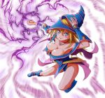  1girl bare_legs bare_shoulders blonde_hair boots breasts dark_magician_girl duel_monster female hat highres large_breasts legs long_hair magic magical_girl moz_(gosgo) skirt smile solo wand wizard_hat yu-gi-oh! yuu-gi-ou_duel_monsters 