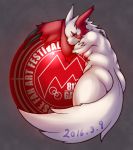  1girl artist_request ass female furry gradient gradient_background pokemon red_eyes solo zangoose 
