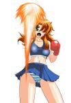  1girl boxing breasts green_eyes orange_hair panties skirt solo standing underwear 