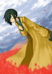  00s 1girl androgynous artist_request closed_eyes coat flower kino kino_no_tabi short_hair solo 