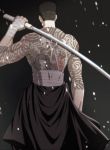  1boy back black_lagoon highres matsuzaki_ginji muscle standing stitched sword tattoo weapon 