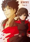  1boy 1girl black_hair copyright_name flower moai_(moai_world) pixiv_manga_sample qrow_branwen rose ruby_rose rwby smile 