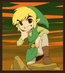  1boy blonde_hair boots link nintendo pointy_ears pose short_hair solo the_legend_of_zelda the_legend_of_zelda:_the_wind_waker toon_link usikani 