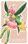  1girl bandai bare_legs boots breasts digimon don_(748826) fairy fairy_wings female flower legs lillymon looking_at_viewer solo traditional_media wings 