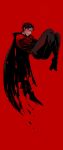  1boy batman_(series) cape dc_comics full_body headwear_removed male_focus red_robin simple_background solo tim_drake 