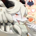 androgynous artist_request chocolate dog furry grey_hair long_hair open_mouth red_eyes tongue 