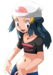  1girl blue_eyes blue_hair female hainchu happy hikari_(pokemon) looking_at_viewer nintendo pokemon smile solo 