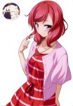  1girl blush hair_twirling highres jewelry love_live!_school_idol_project necklace nishikino_maki phuong0103hcm redhead short_hair smile solo violet_eyes watermark white_background 