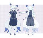  1girl aqua_hair artist_request blue_eyes flat_color fox furry long_hair school_uniform solo twintails 