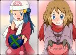  artist_request chocolate chocolate_heart heart hikari_(pokemon) pokemon pokemon_(game) serena_(pokemon) sweater tagme winter_coat 