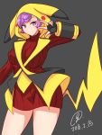  10s 1girl 9rimson kagari_(pokemon) kagari_(pokemon)_(remake) pikachu pikachu_(cosplay) pokemon pokemon_(game) pokemon_oras tagme team_magma 