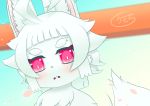  androgynous artist_request fox furry gradient gradient_background open_mouth red_eyes short_hair solo white_hair 