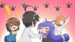  &gt;_&lt; -_- acchi_kocchi animated animated_gif black_hair blush brown_hair cat_ears closed_eyes haruno_hime katase_mayoi miniwa_tsumiki otonashi_io 