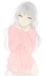  1girl blush female grey_eyes grey_hair happy long_hair lp_(hamasa00) skirt sweater 