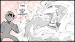  1boy artist_request blackglasses monochrome pokemon pokemon_(game) reshiram spot_color tagme 