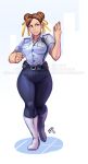  1girl alternate_costume capcom chun-li double_bun enrique_bolatre full_body hair_bun police police_uniform policewoman solo street_fighter street_fighter_v uniform 