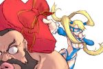  1boy 1girl blandly-vorpal capcom closed_eyes gift holding holding_gift rainbow_mika street_fighter street_fighter_v twintails valentine zangief 