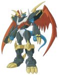  00s armor cannon claws digimon digimon_adventure_02 full_armor horns imperialdramon imperialdramon_fighter_mode male_focus monster no_humans official_art red_eyes scan shoulder_pads solo spikes tail white_hair wings 