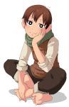  1boy barefoot child dungeon_meshi ears feet kaminosaki male_focus short_hair simple_background sitting solo tirchac_(dungeon_meshi) toes white_background 
