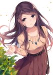  1girl aquariumtama brown_eyes brown_hair female jewelry long_hair necklace original skirt solo tamaki_iori 