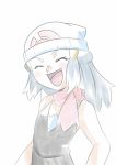  1girl blue_hair female hainchu happy hikari_(pokemon) long_hair navel nintendo pokemon smile solo 
