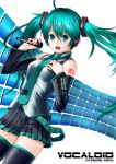 1girl breasts character_name copyright_name female green_eyes green_hair hatsune_miku highres microphone paintedmike skirt solo twintails vocaloid white_background 
