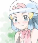  1girl blue_eyes blue_hair blush female hainchu hikari_(pokemon) long_hair nintendo pokemon smile solo 