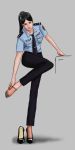  black_hair police police_uniform shoes toes undressing uniform 