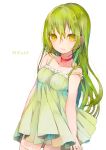  1girl choker dress female green_eyes green_hair himehi himehimeko long_hair original smile thigh-highs 