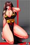  1girl alternate_costume alternate_hairstyle black_dress breasts brown_hair capcom china_dress chinese_clothes chun-li cleavage dress huge_breasts jadenkaiba looking_at_viewer solo street_fighter street_fighter_v 