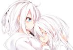  2girls blue_eyes closed_eyes haegiwa long_hair multiple_girls original otokuyou white_hair 