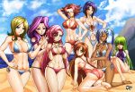  6+girls ass beach bikini breasts c.c. cecile_croomy cleavage code_geass cornelia_li_britannia dark_skin euphemia_li_britannia jadenkaiba kallen_stadtfeld milly_ashford multiple_girls ocean shirley_fenette siblings sisters swimsuit villetta_nu water 