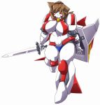  1girl breasts getter_robo marokko_(41evol) robot robot_girl shield sword texas_mack weapon 