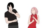  1boy 1girl animated animated_gif dancing female haruno_sakura naruto uchiha_sasuke 