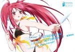  1girl bare_shoulders bikini breasts cleavage long_hair midriff nanaly_fletch navel open_mouth red_eyes redhead swimsuit tales_of_(series) tales_of_destiny_2 twintails 