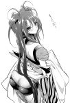  1girl ass back belt blush boots choker elbow_gloves gloves long_hair midriff monochrome nanaly_fletch short_shorts shorts tales_of_(series) tales_of_destiny_2 thigh_boots twintails 