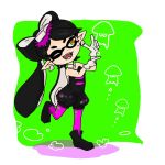  artist_request black_hair fangs gloves pointy_ears splatoon winking yellow_eyes 