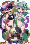  +_+ 2girls aori_(splatoon) breasts cleavage cleavage_cutout hotaru_(splatoon) jajji-kun_(splatoon) multiple_girls nintendo splatoon tentacle_hair underwear yamaneko 