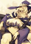  1girl breasts dog furry hat huge_breasts kishibe large_breasts long_hair white_hair witch_hat yellow_eyes 