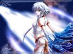  blue_eyes jewelry morino_kiriko pants short_hair wallpaper white_hair 