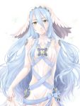  1girl aqua_(fire_emblem_if) artist_request blue_hair breasts dancer dress fire_emblem fire_emblem_if long_hair nintendo yellow_eyes 